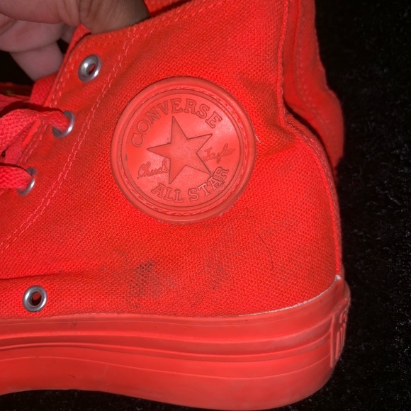 neon orange platform converse